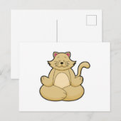 Carte Postale Chat au yoga en étirement en tailleur (Devant / Derrière)