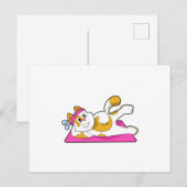 Carte Postale Chat au yoga en exercice d'étirement (Devant / Derrière)