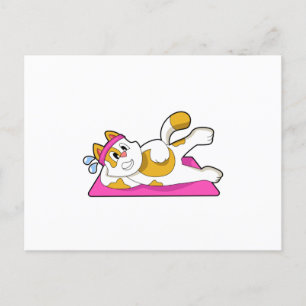 Carte Postale Chat au yoga étirement