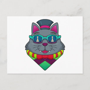 Carte Postale Chat aux échecs avec la pièce de jeu d'échecs Pion
