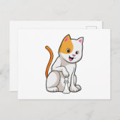 Carte Postale Chat aux échecs avec pièce d'échecs Pawn (Devant / Derrière)