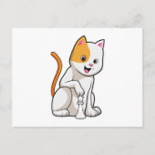 Carte Postale Chat aux échecs avec pièce d'échecs Pawn (Devant)