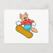 Carte Postale Chat aux Sports de Snowboard (Devant)