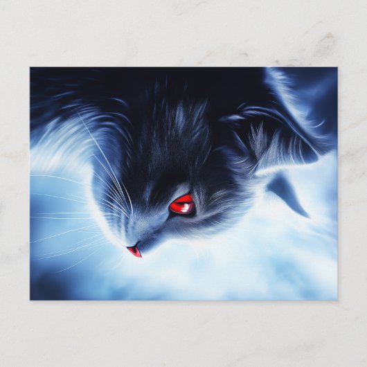 Carte Postale Chat aux yeux rouges (Devant)