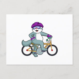 Carte Postale Chat avec bicyclette