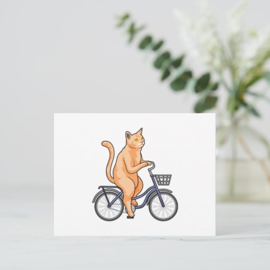 Carte Postale Chat avec bicyclette (Debout devant)