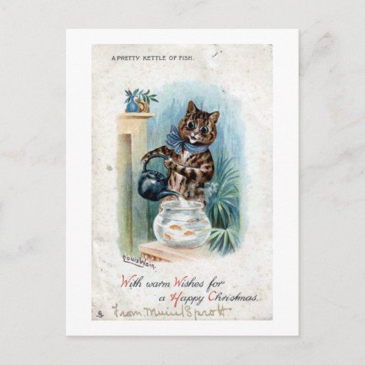 Carte Postale Chat avec bouilloire, Louis Wain (Devant)