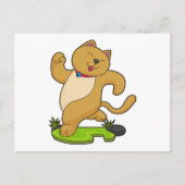 Carte Postale Chat avec collier à la course (Devant)