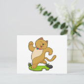 Carte Postale Chat avec collier à l'arrêt de course (Debout devant)