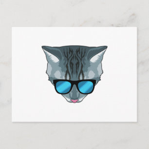 Carte Postale Chat avec des lunettes de soleil