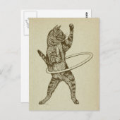 Carte Postale Chat avec Hula Hoop (Devant / Derrière)