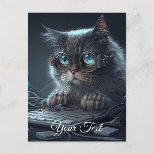 Carte Postale Chat avec lunettes.