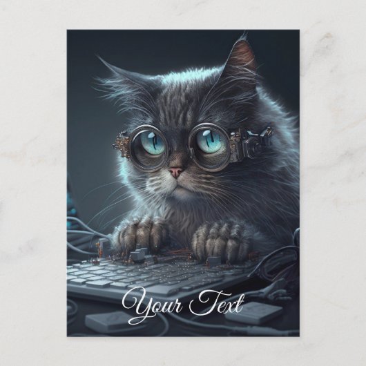 Carte Postale Chat avec lunettes. (Devant)