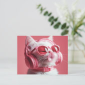 Carte Postale Chat avec lunettes de soleil avec casque (Debout devant)