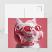 Carte Postale Chat avec lunettes de soleil avec casque (Devant / Derrière)