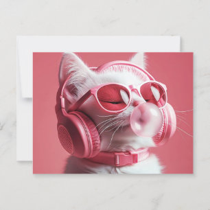 Carte Postale Chat avec lunettes de soleil avec casque