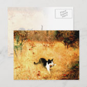 Carte Postale Chat avec oiseau dans la bouche (Devant / Derrière)