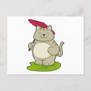 Carte Postale Chat avec parapluie