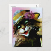 Carte Postale "Chat avec parapluie" de Maurice Boulanger (Devant / Derrière)