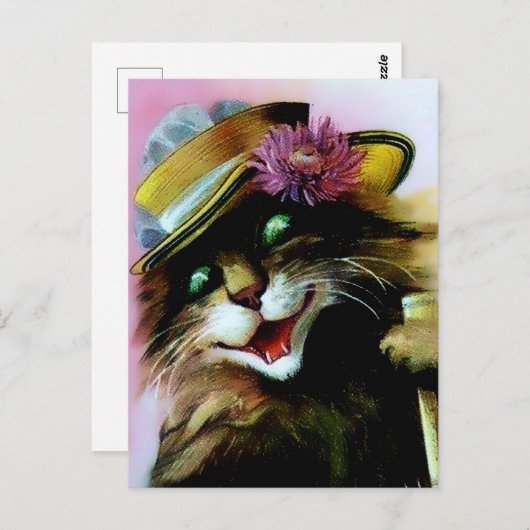 Carte Postale "Chat avec parapluie" de Maurice Boulanger (Devant / Derrière)