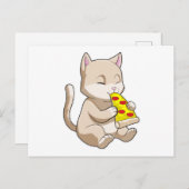Carte Postale Chat avec Pizza (Devant / Derrière)