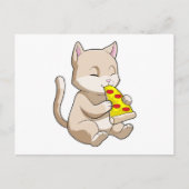 Carte Postale Chat avec Pizza (Devant)