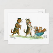 Carte Postale Chat avec Pram Louis Wain (Devant / Derrière)