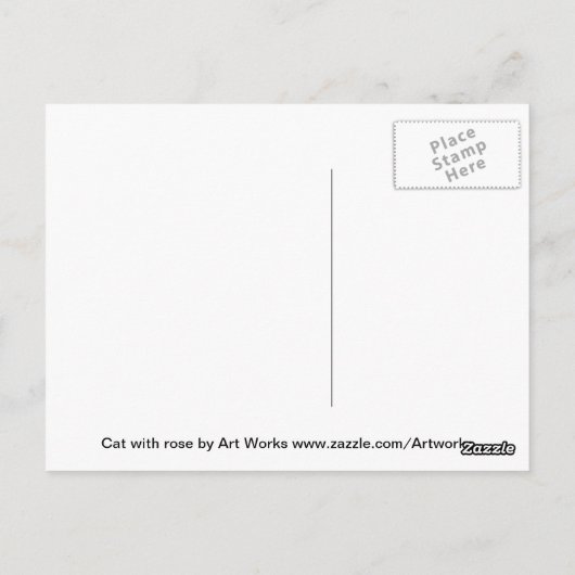Carte Postale Chat avec Rose (Dos)