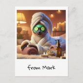 Carte Postale Chat avec traitement Spa de concombre (Devant)