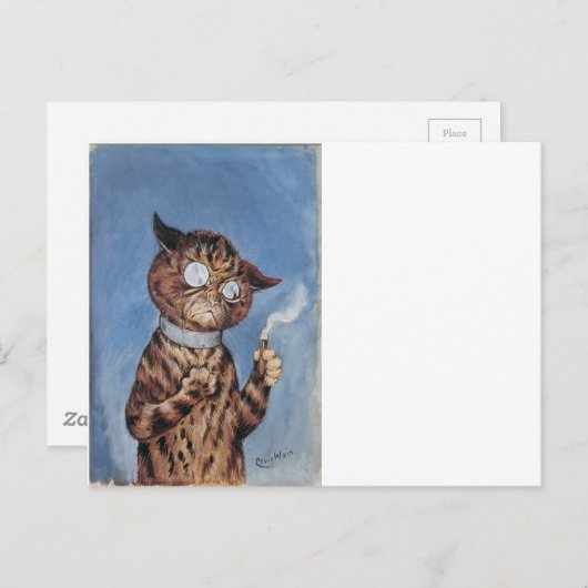 Carte Postale Chat Avec Un Cigar (Devant / Derrière)