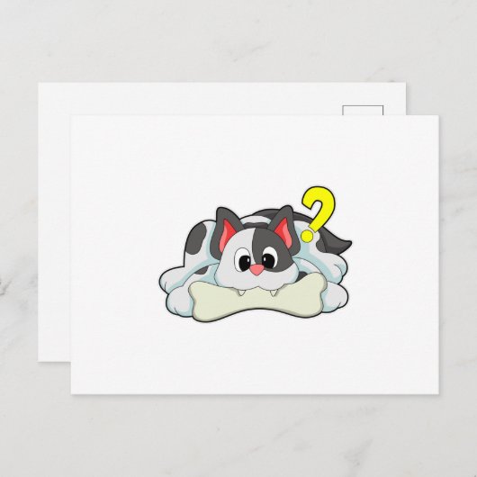 Carte Postale Chat avec un os (Devant / Derrière)