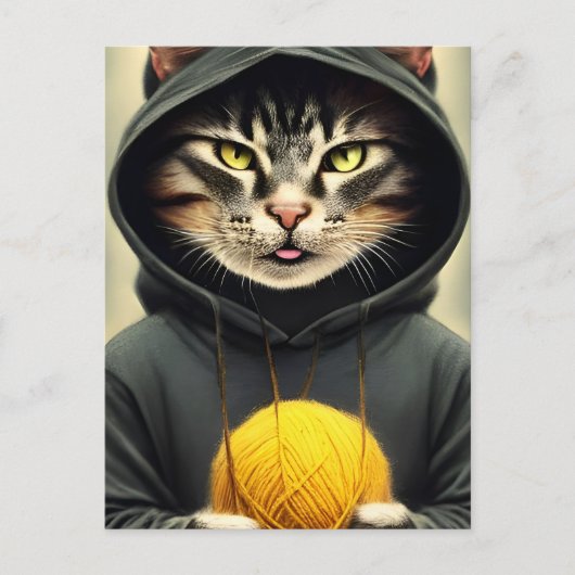 Carte Postale Chat Avec Une Boule De Fer (Devant)