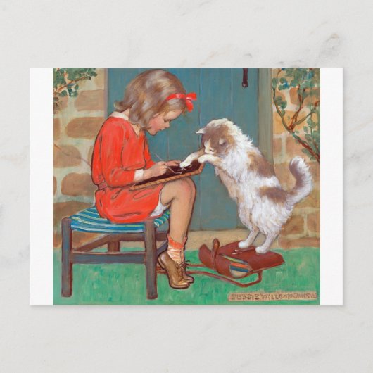 Carte Postale Chat avec une fille, Jessie Willcox Smith (Devant)