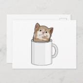 Carte Postale Chat avec une tasse à café (Devant / Derrière)