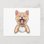 Carte Postale Chat avec une tasse de café (Devant)
