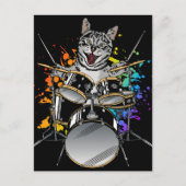 Carte Postale Chat batteur jouant de la batterie (Devant)