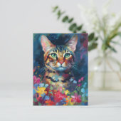 Carte Postale Chat Bengal coloré (Debout devant)