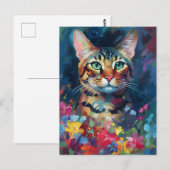Carte Postale Chat Bengal coloré (Devant / Derrière)