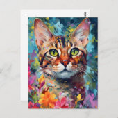 Carte Postale Chat Bengal coloré (Devant / Derrière)