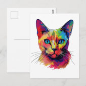 Carte Postale Chat birman coloré (Devant / Derrière)