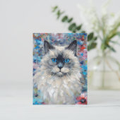 Carte Postale Chat Birman coloré (Debout devant)