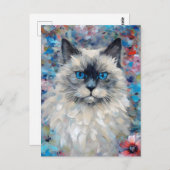 Carte Postale Chat Birman coloré (Devant / Derrière)