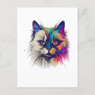 Carte Postale Chat Birman coloré