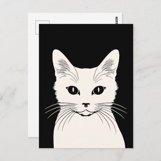 Carte Postale chat blanc (Devant / Derrière)