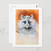 Carte Postale Chat blanc aux cheveux longs, Louis Wain (Devant / Derrière)