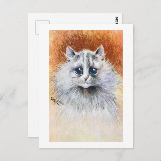 Carte Postale Chat blanc aux cheveux longs, Louis Wain (Devant / Derrière)