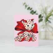 Carte Postale Chat blanc avec des cœurs Art de la Saint-Valentin (Debout devant)