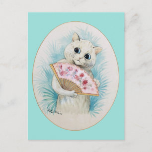 Carte Postale Chat blanc avec ventilateur, Louis Wain