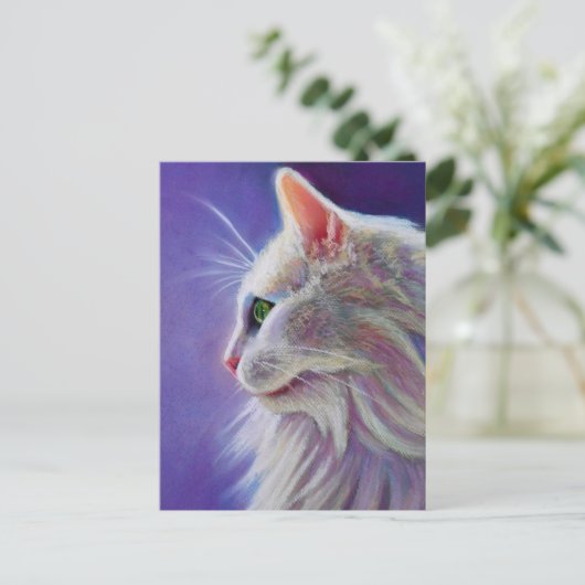 Carte Postale Chat blanc dans le profil (Debout devant)