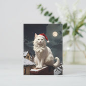 Carte Postale chat blanc de noël (Debout devant)